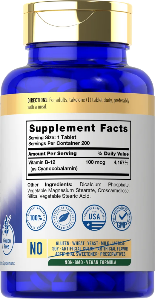 Vitamin B-12 100mcg | 200 Tablets - Image 2