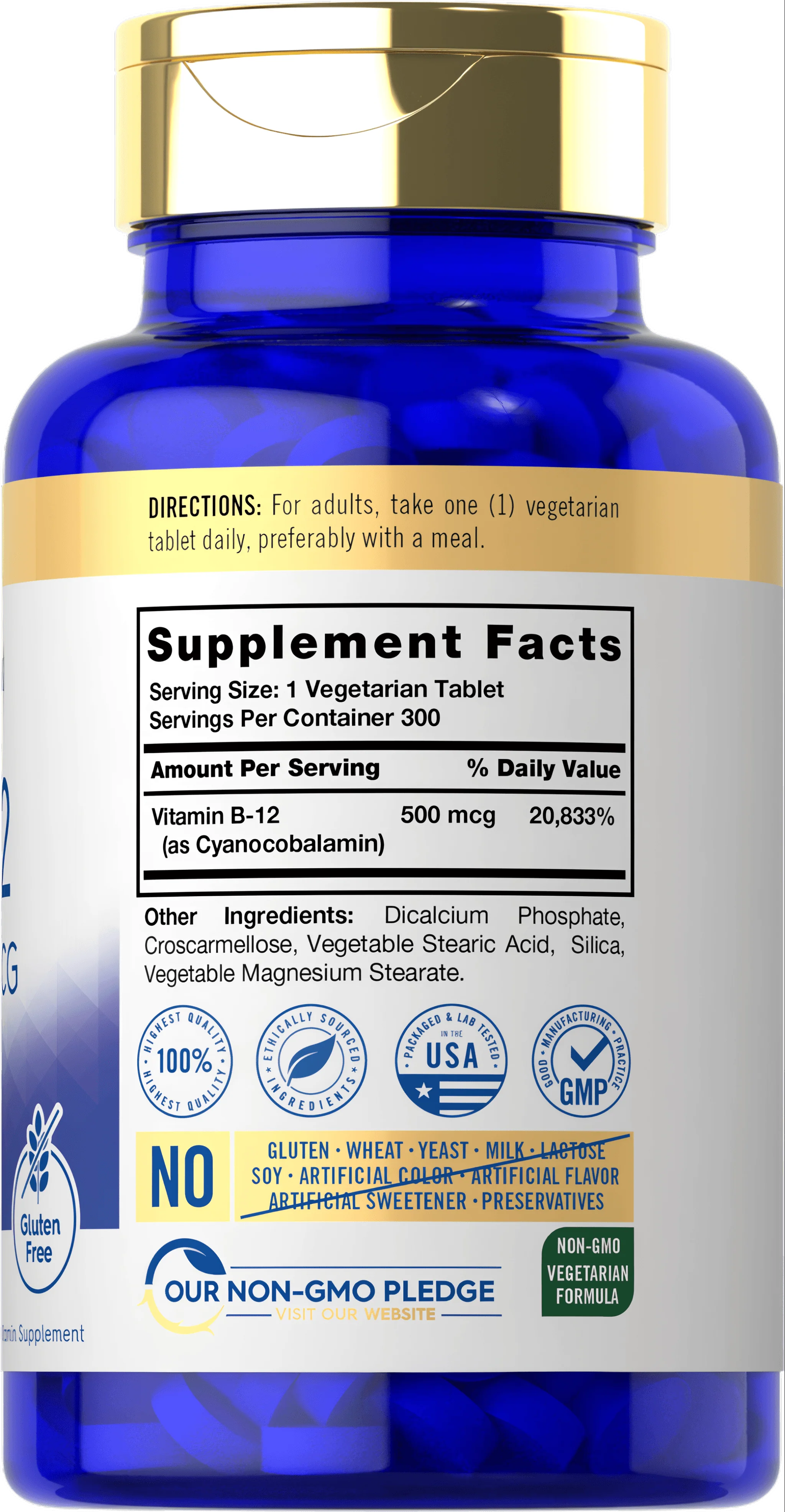 Vitamin B-12 500mcg | 300 Tablets - Image 2