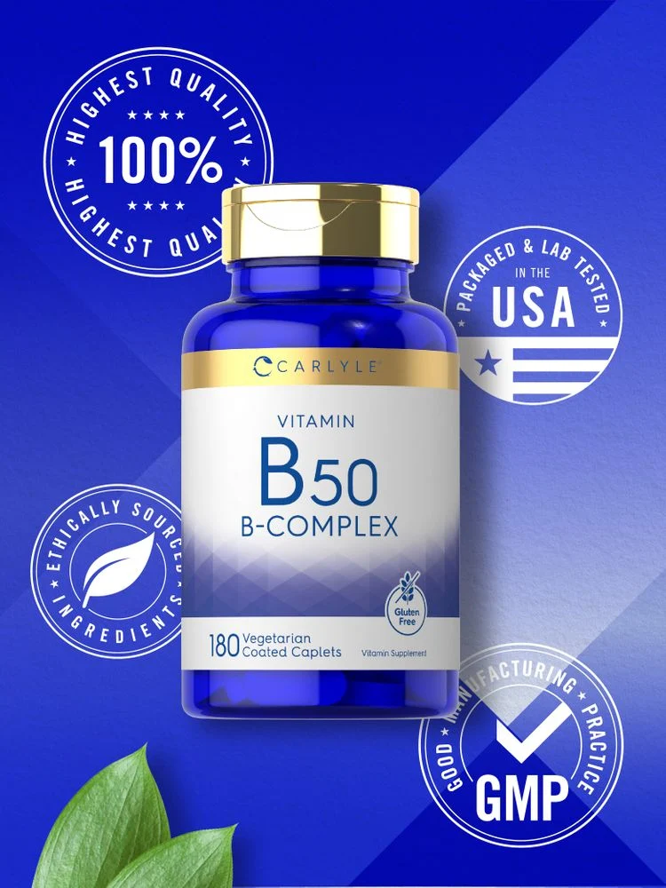 Vitamin B-50 Complex | 180 Caplets - Image 5
