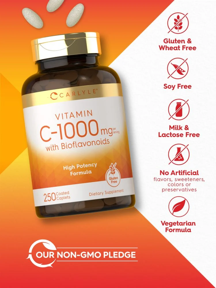 Vitamin C 1000mg per serving with Bioflavonoids | 250 Caplets - Image 5