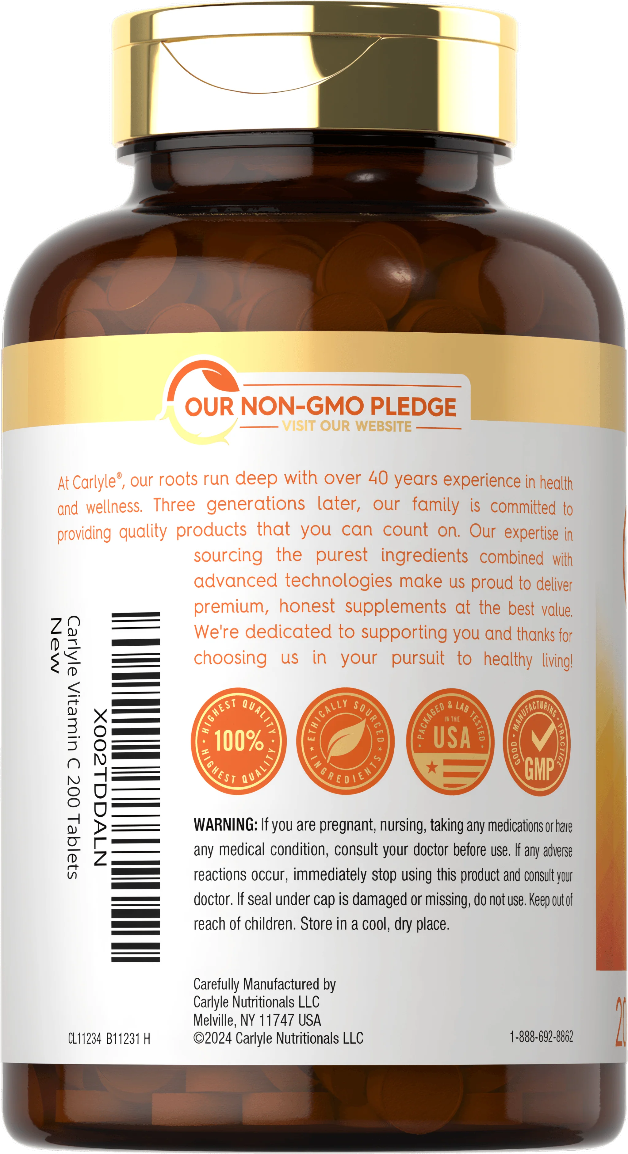 Vitamin C 500mg per serving with Rose Hips | 200 Tablets - Image 3