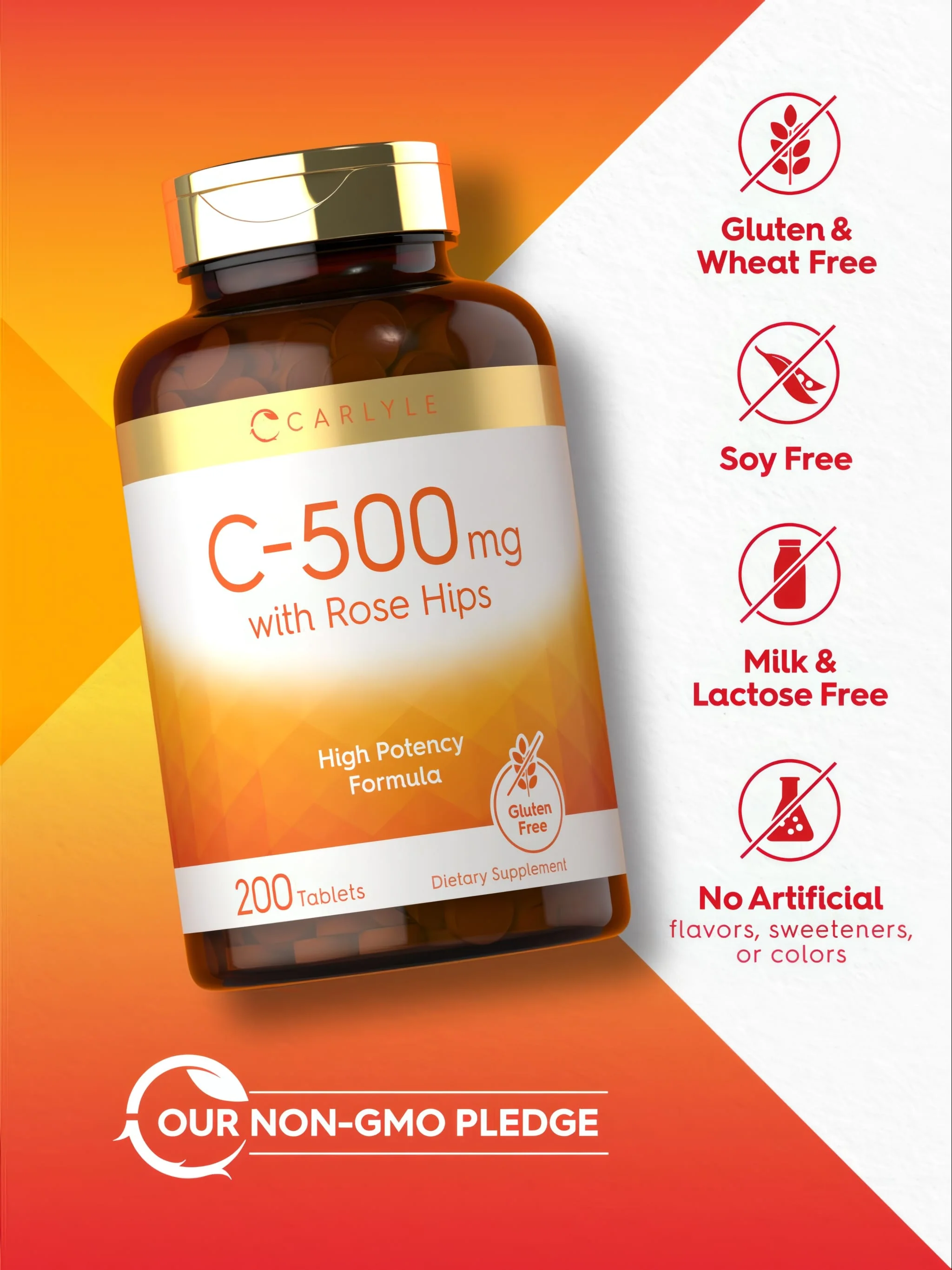 Vitamin C 500mg per serving with Rose Hips | 200 Tablets - Image 5