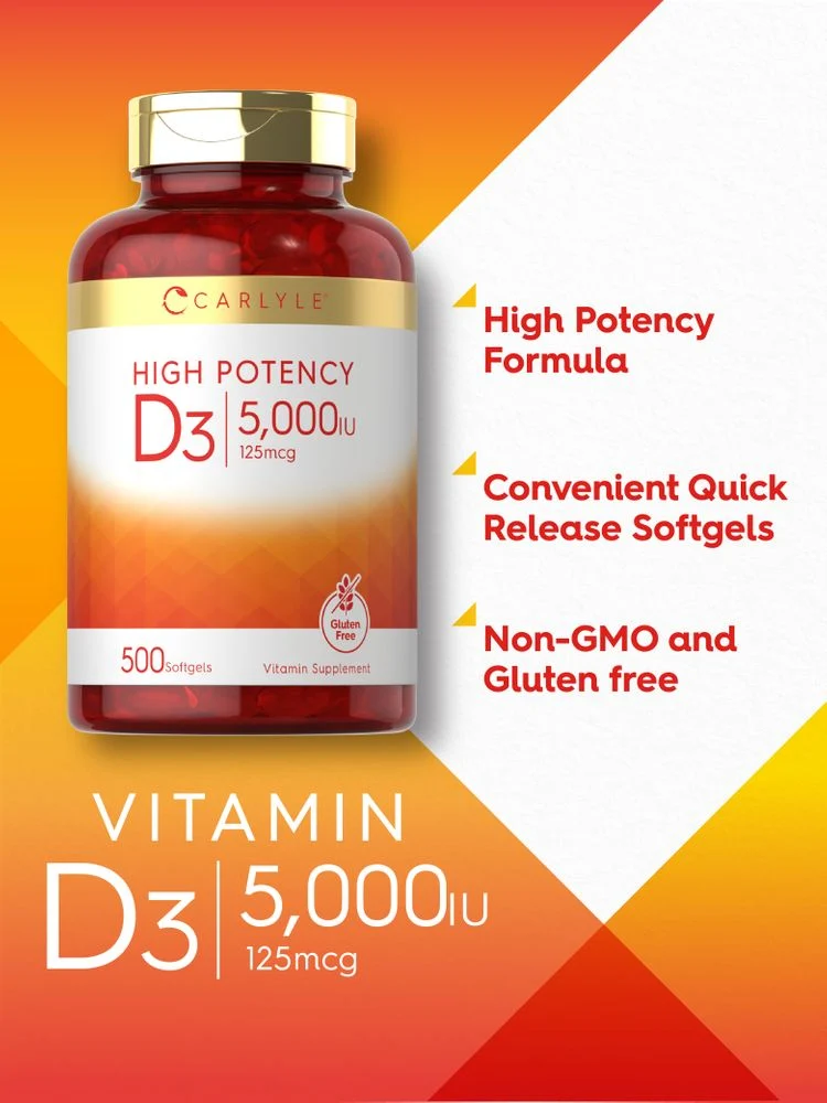 Vitamin D-3 5000IU | 500 Softgels - Image 3
