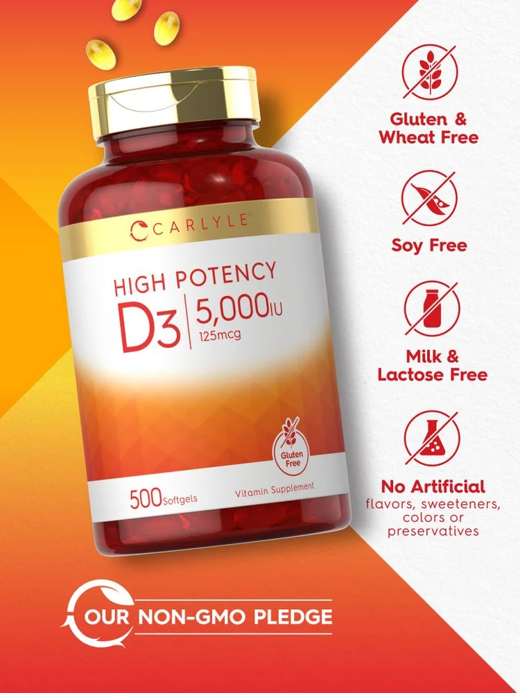 Vitamin D-3 5000IU | 500 Softgels - Image 4
