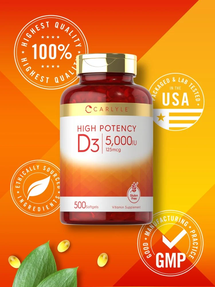 Vitamin D-3 5000IU | 500 Softgels - Image 5