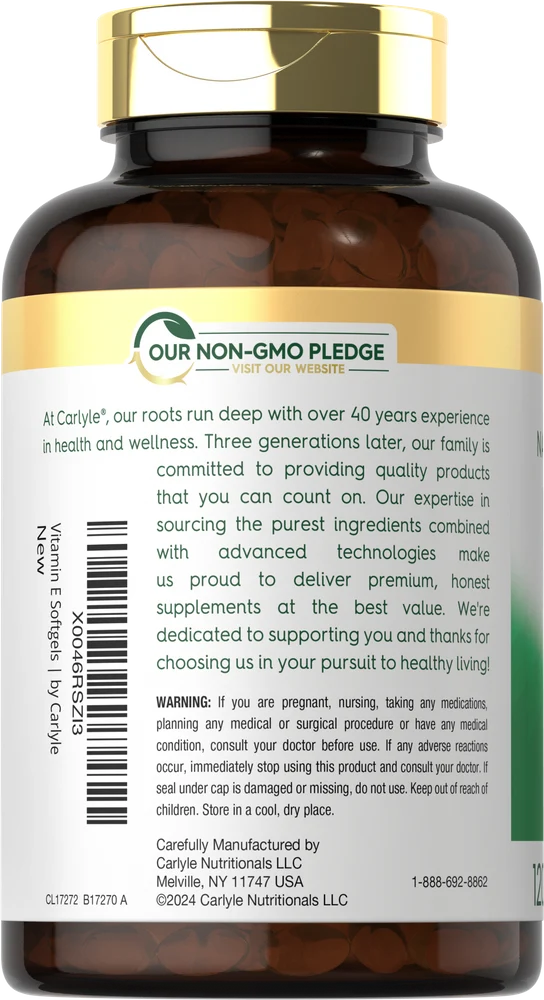 Vitamin E plus Mixed Tocopherols 1000IU | 120 Softgels - Image 3