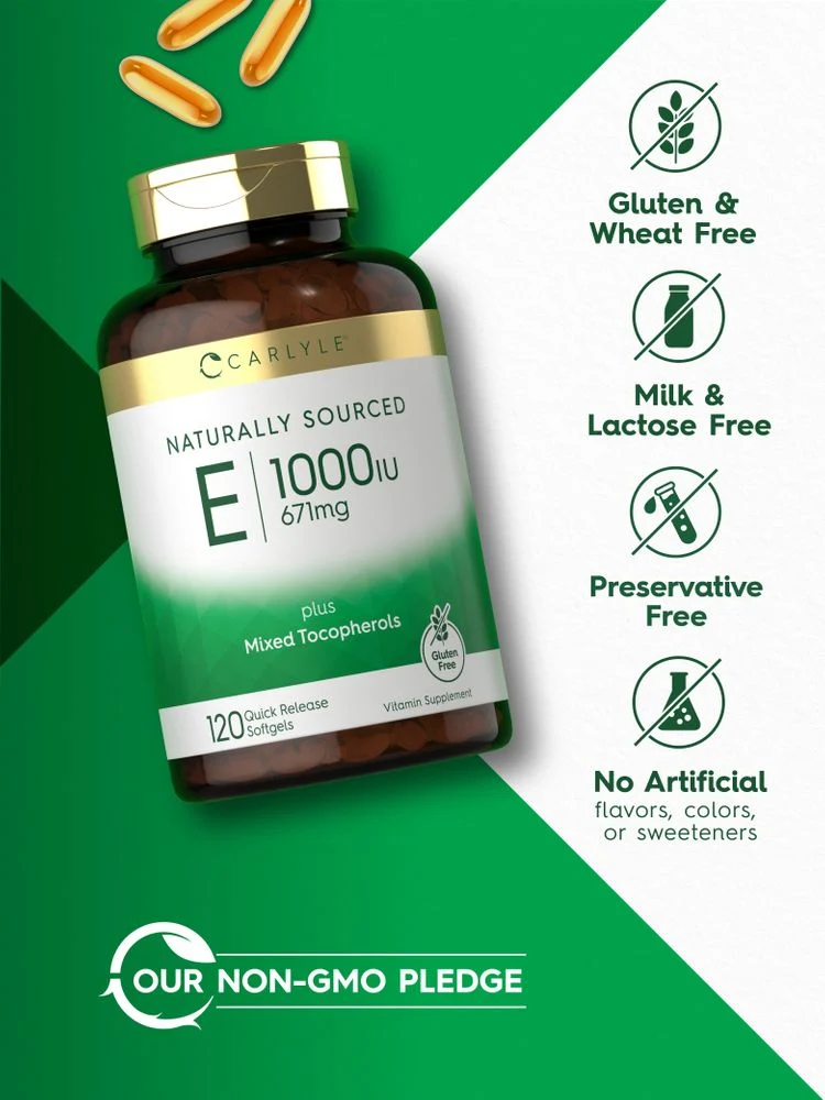 Vitamin E plus Mixed Tocopherols 1000IU | 120 Softgels - Image 5