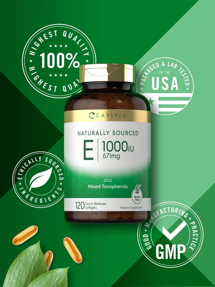 Vitamin E plus Mixed Tocopherols 1000IU | 120 Softgels - Image 6
